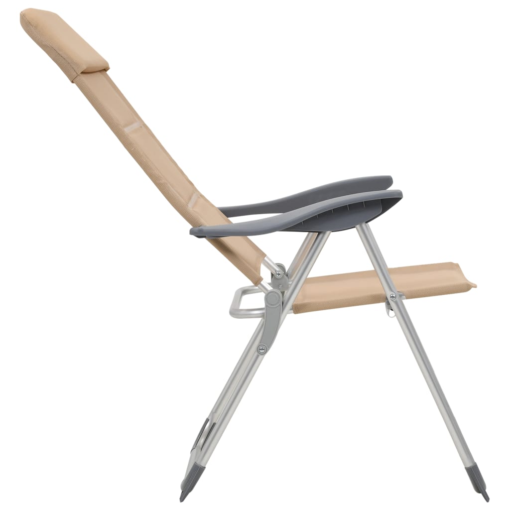 vidaXL kempinga krēsli, 2 gab., 58x69x111 cm, alumīnijs, pelēki