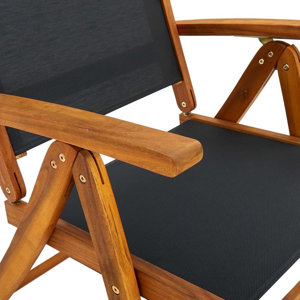 vidaXL saliekami dārza krēsli, 6 gab., akācijas masīvkoks, tekstilēns