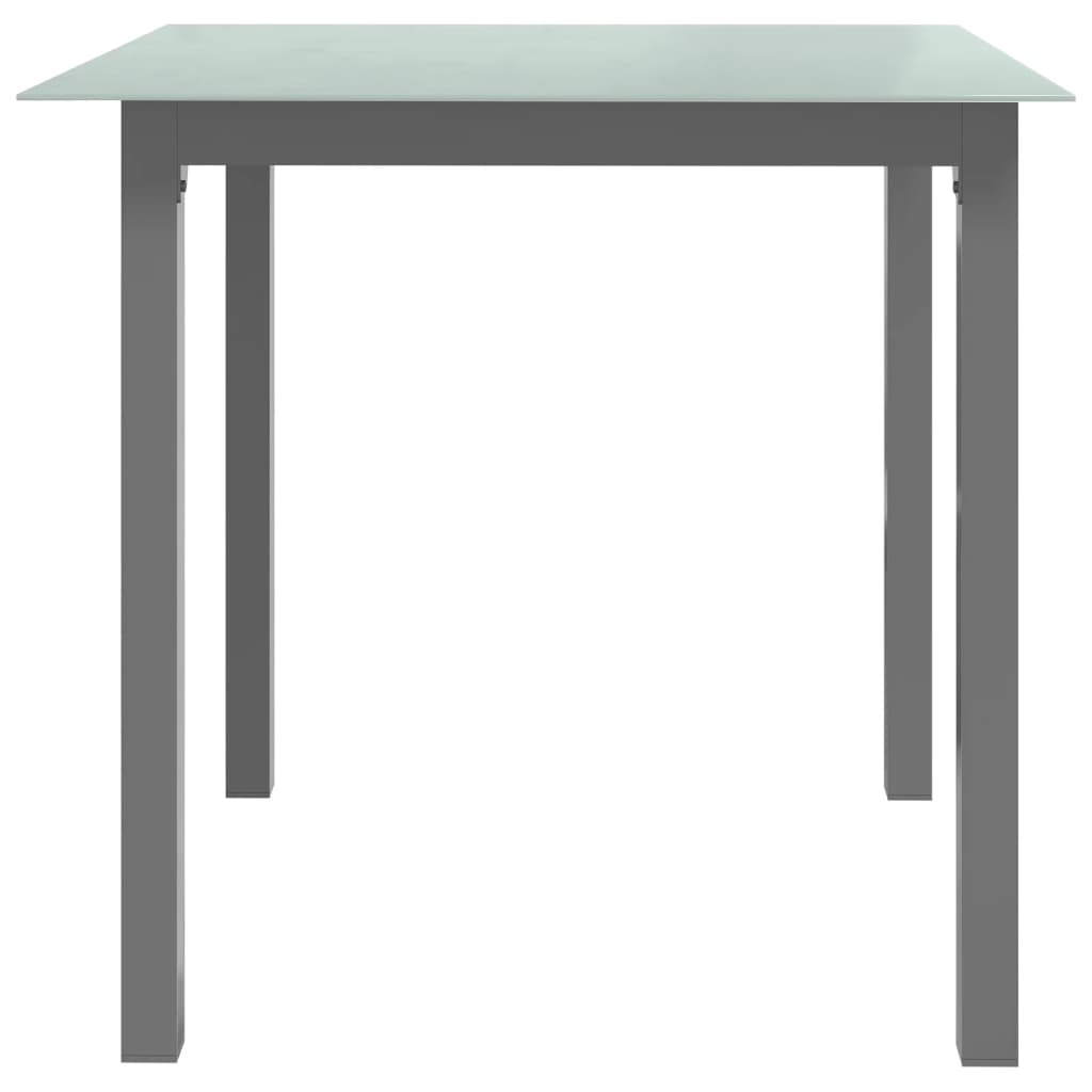 vidaXL dārza galds, gaiši pelēks, 80x80x74 cm, alumīnijs un stikls