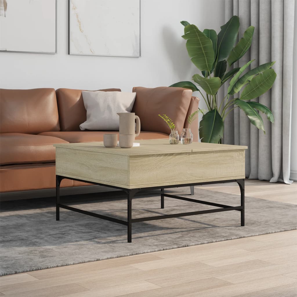 vidaXL kafijas galdiņš, ozola krāsa, 80x80x45 cm, inženierijas koks