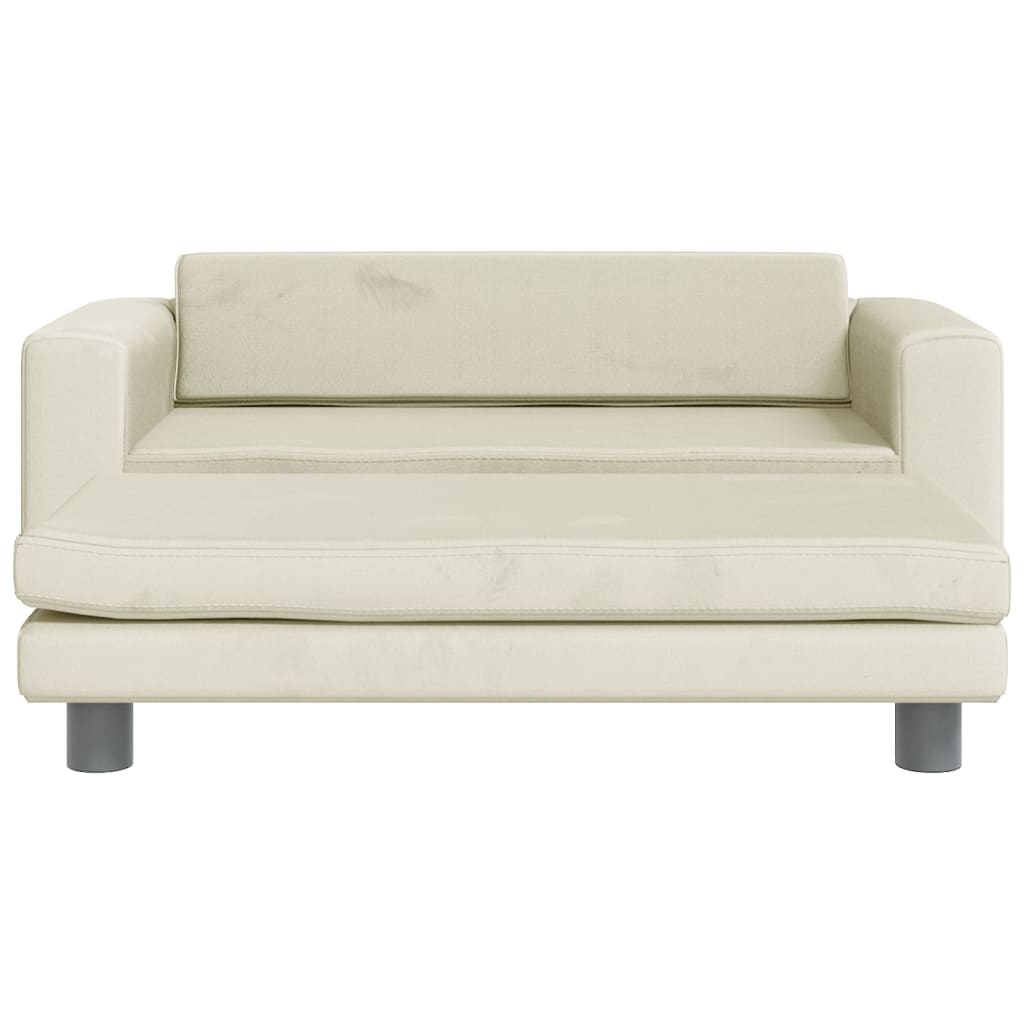 vidaXL bērnu dīvāns ar soliņu, krēmkrāsas, 100x50x30 cm, samts