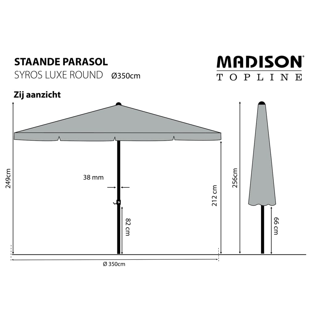 Madison saulessargs Syros Luxe, 350 cm, apaļš, pelēkbrūns