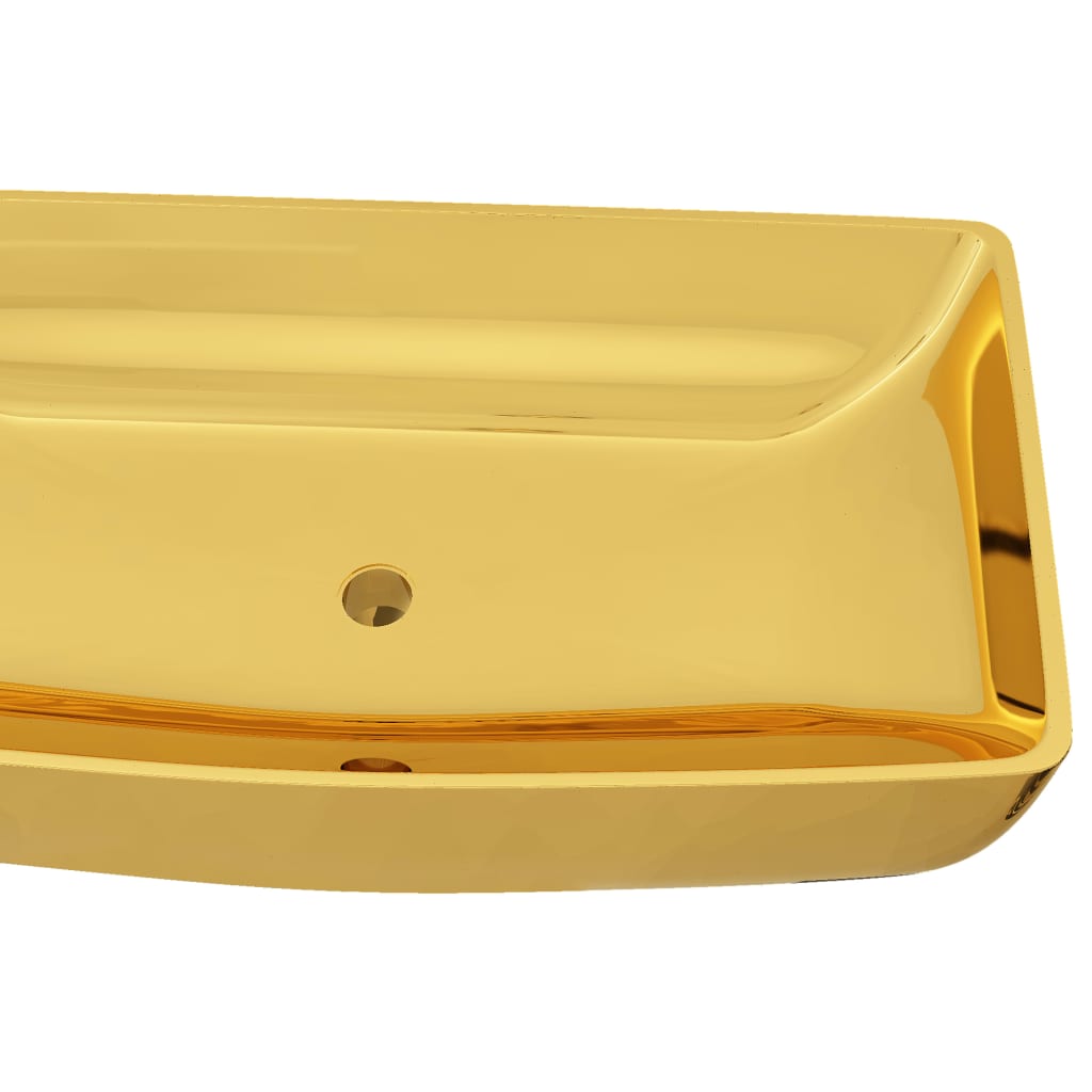 vidaXL izlietne, 71x38x13,5 cm, keramika, zelta krāsa