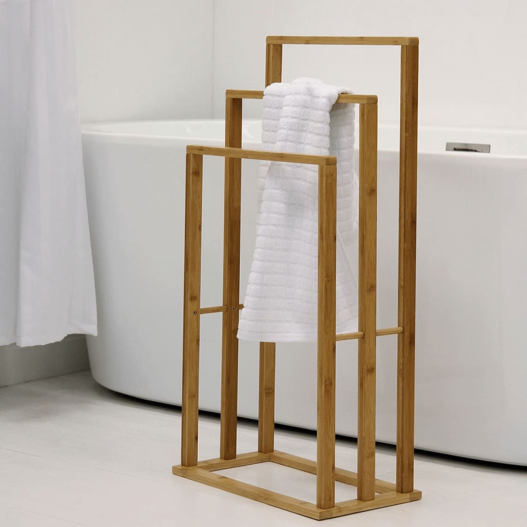 Bathroom Solutions bambusa dvieļu plaukts ar 3 stieņiem