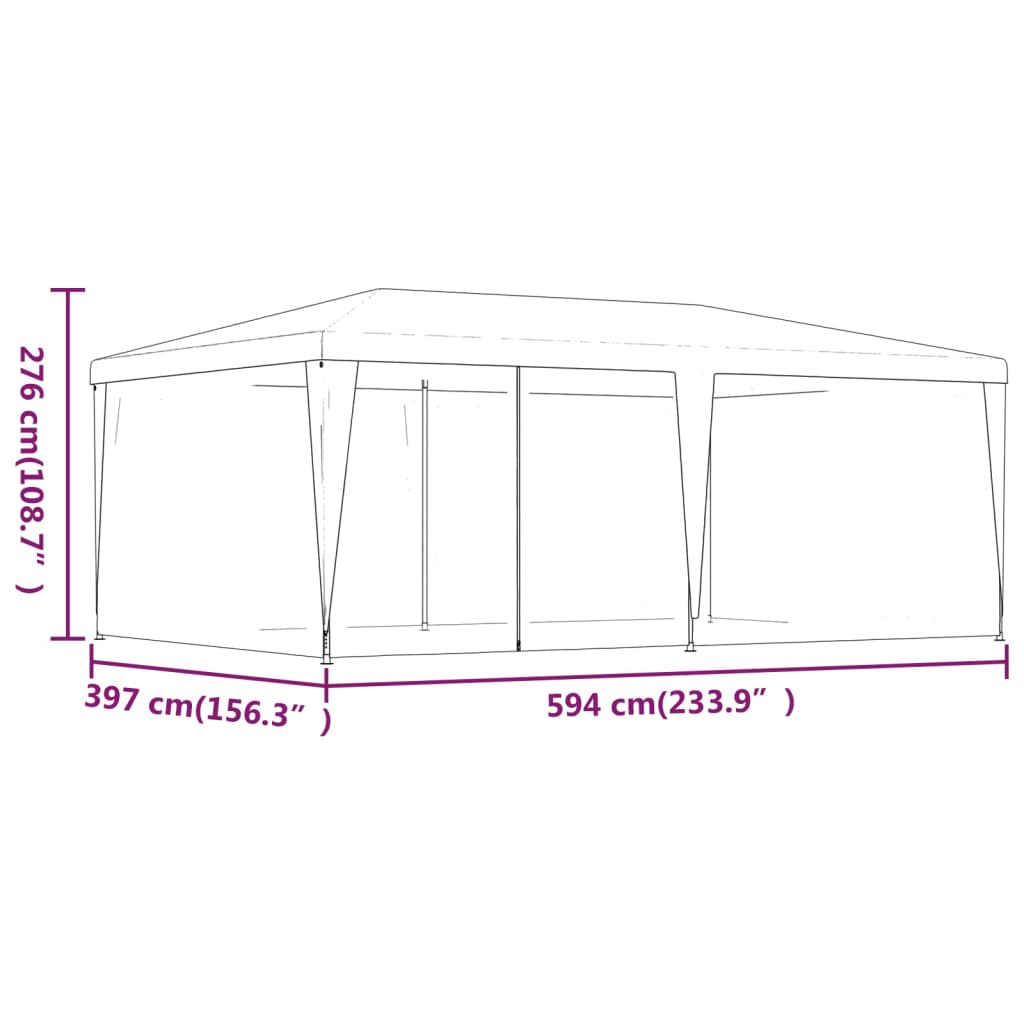 vidaXL svinību telts, ar 6 sieta sienām, 6x4 m, zila, HDPE