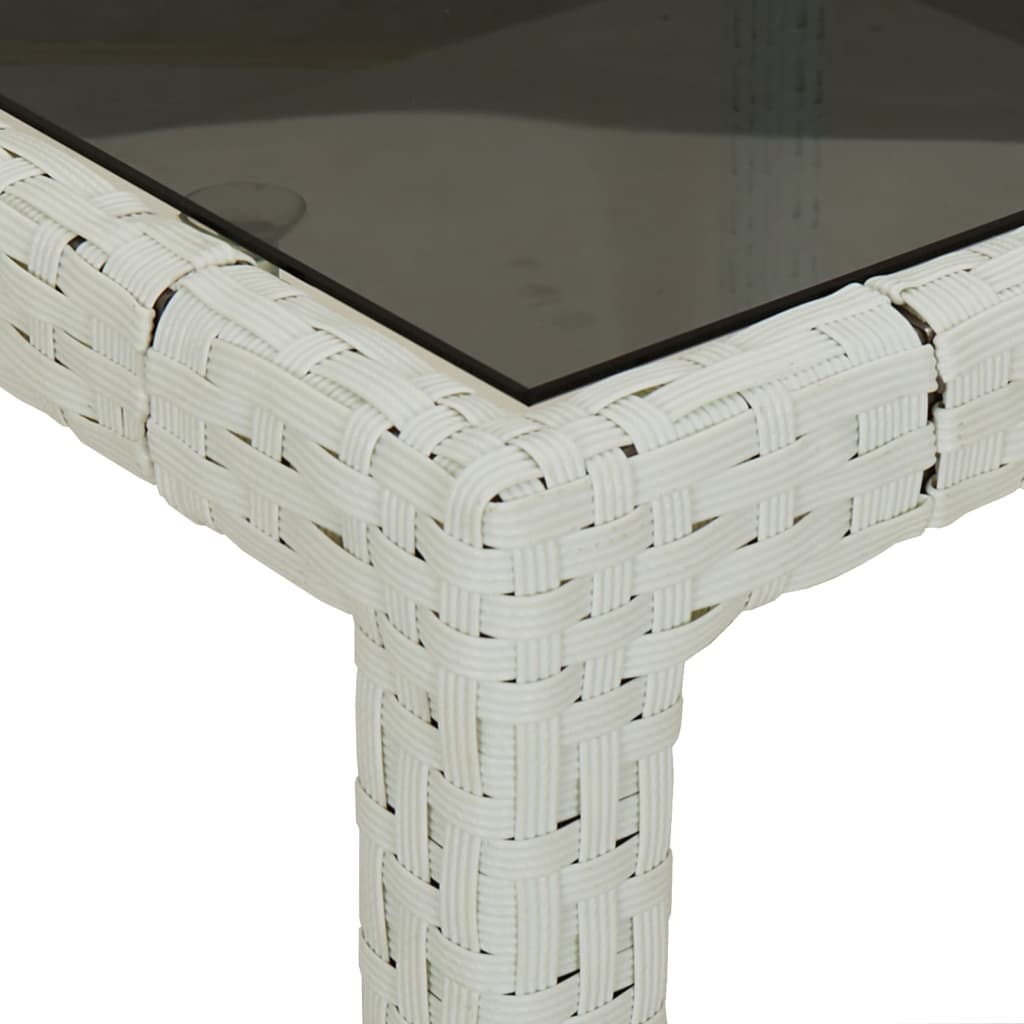 vidaXL dārza galds, 190x90x75 cm, rūdīts stikls, balta PE rotangpalma