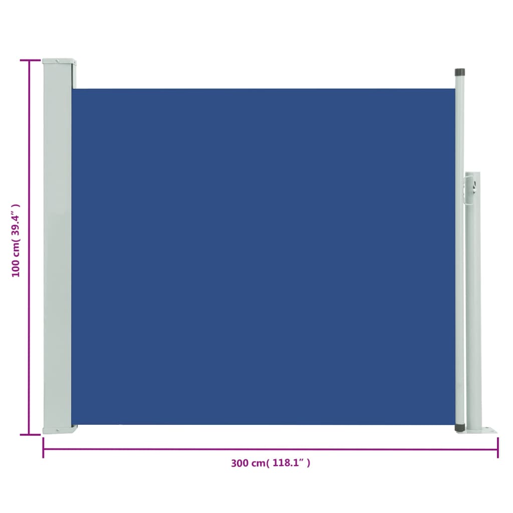 vidaXL izvelkama sānu markīze, zila, 100x300 cm