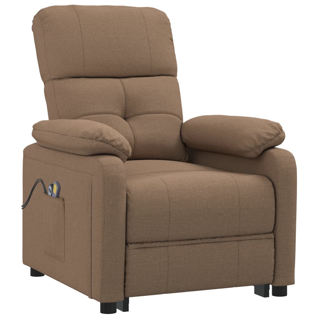 vidaXL elektrisks masāžas krēsls, brūns audums