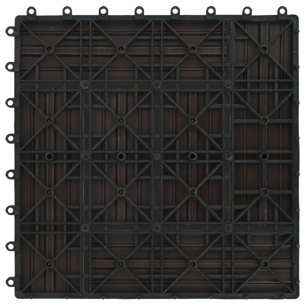 vidaXL terases flīzes, 11 gab., WPC, 30x30 cm, 1 m2, tumši brūnas