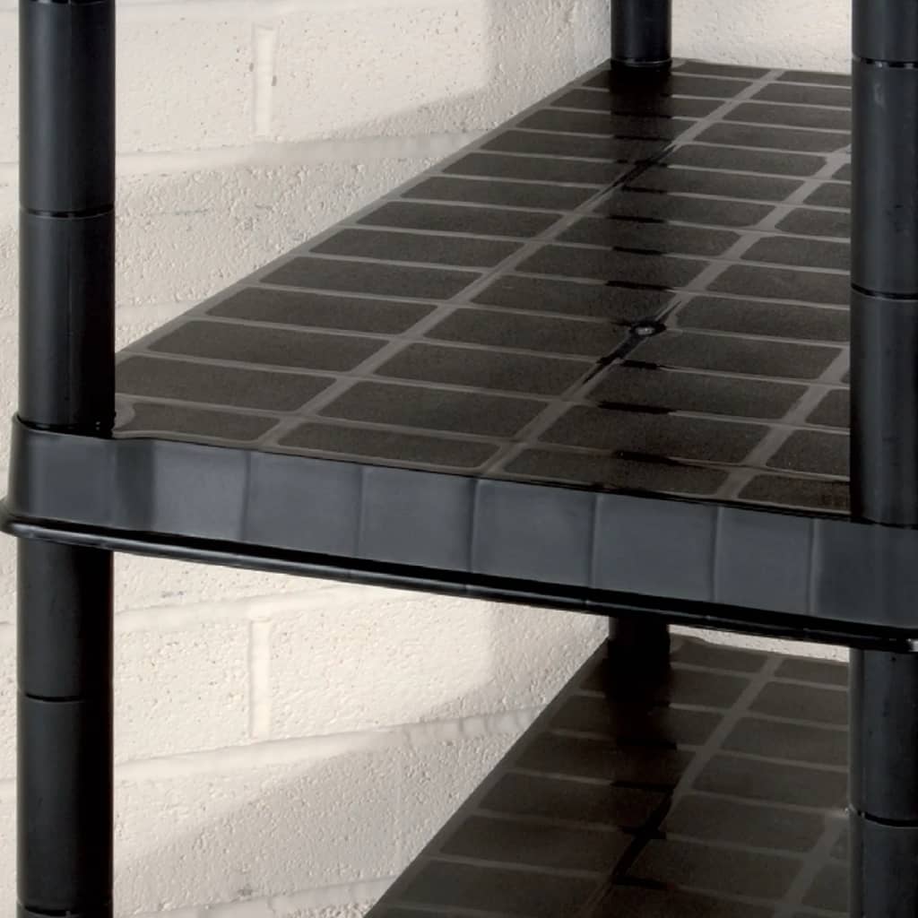 vidaXL 5-līmeņu plaukts, melns, 340x40x185 cm, plastmasa