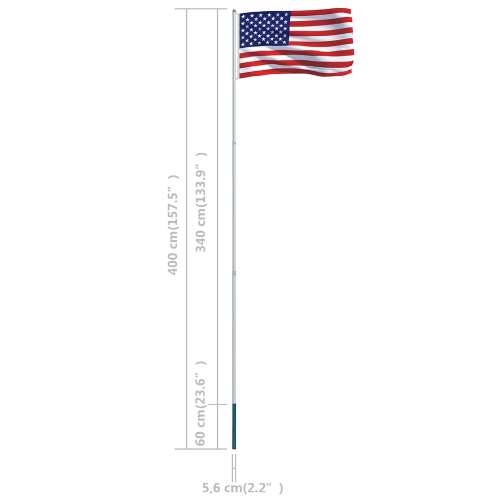 vidaXL ASV karogs un karoga masts, alumīnijs, 4 m