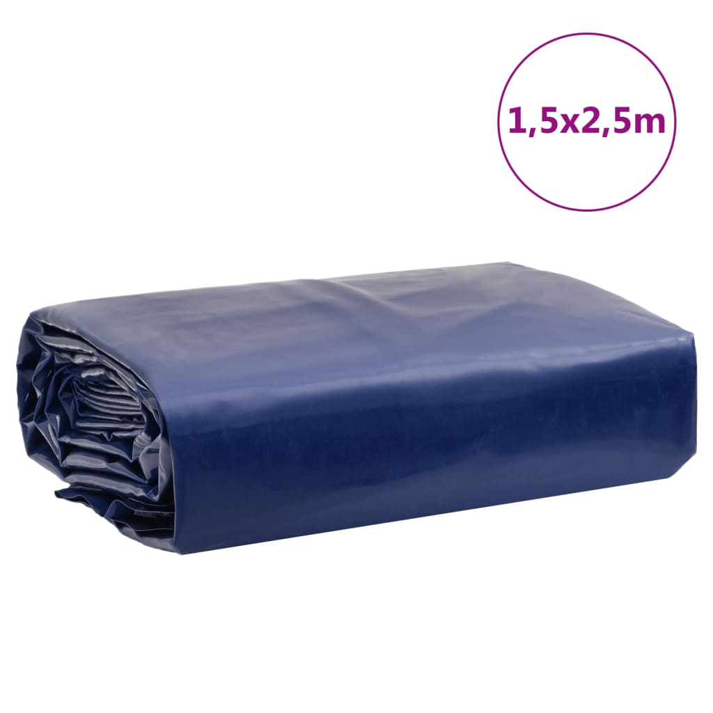 vidaXL brezenta pārklājs, zils, 1,5x2,5 m, 650 g/m²