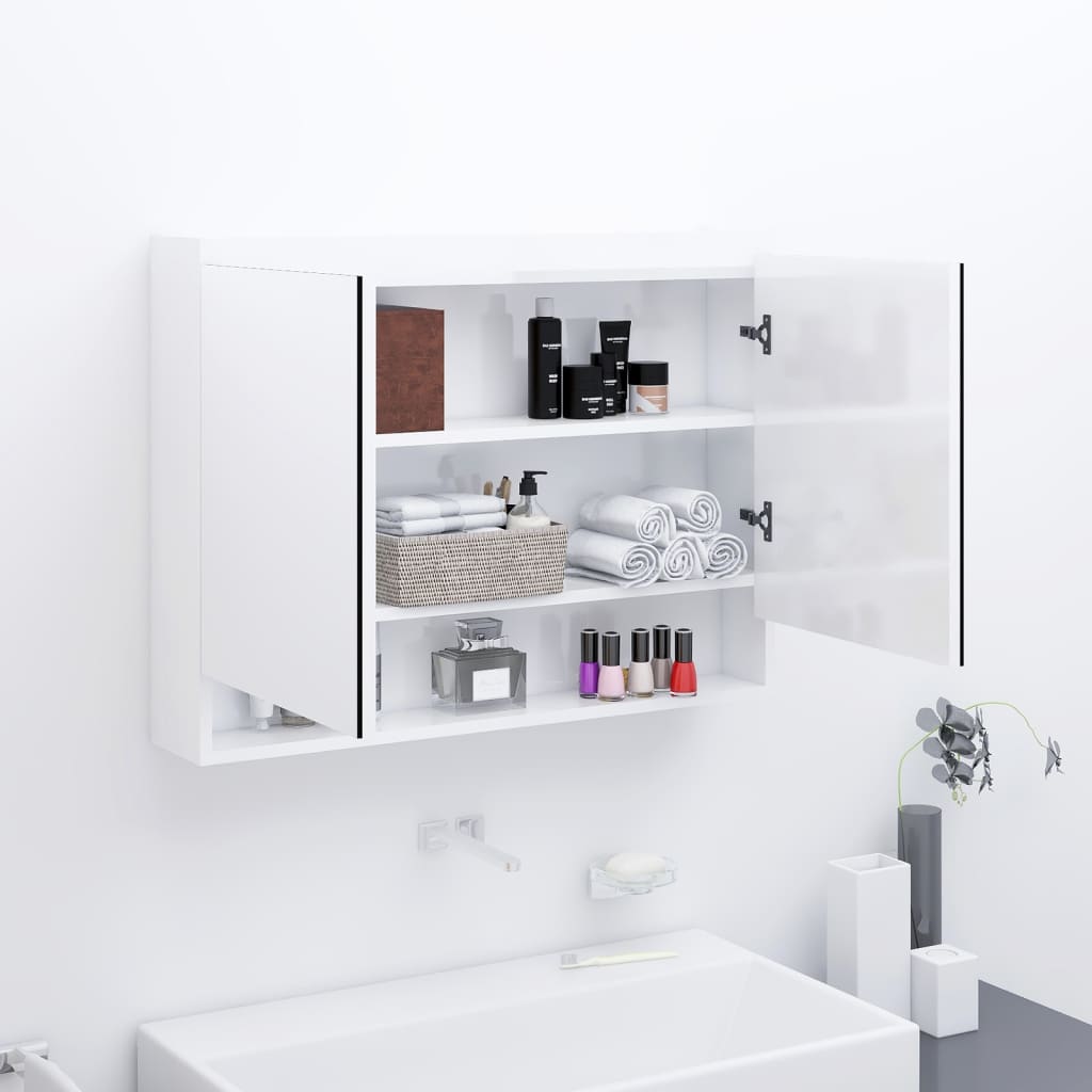 vidaXL vannasistabas skapītis ar spoguli, 80x15x60 cm, balts, MDF