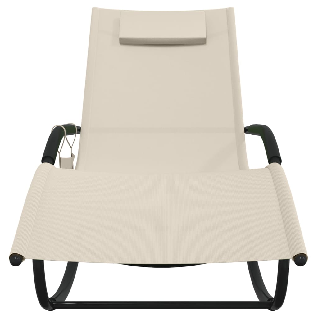 vidaXL sauļošanās šūpuļkrēsls, tērauds, krēmkrāsas tekstilēns