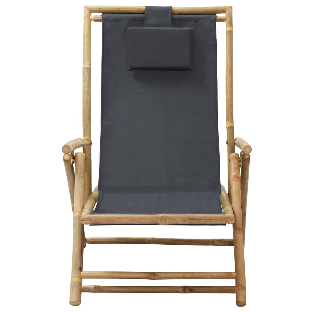 vidaXL atpūtas krēsls, atgāžams, tumši pelēks audums, bambuss