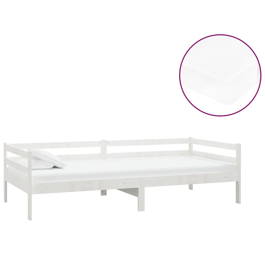 vidaXL dīvāngulta ar matraci, 90x200 cm, balta, priedes masīvkoks