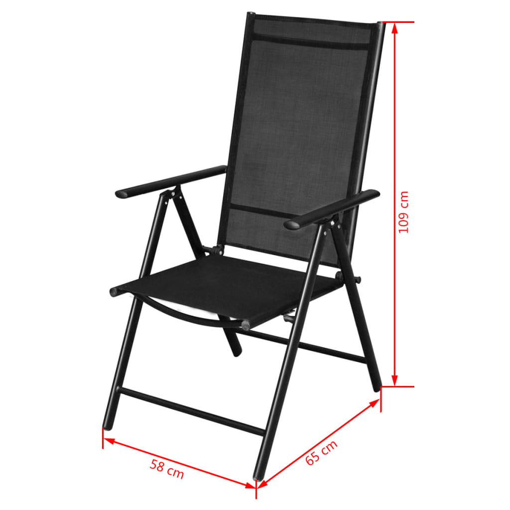 vidaXL 9-daļīgs dārza mēbeļu komplekts, saliekami krēsli, alumīnijs