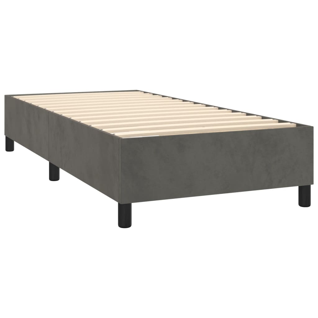 vidaXL atsperu gulta ar matraci, tumši pelēka samts, 90x190 cm