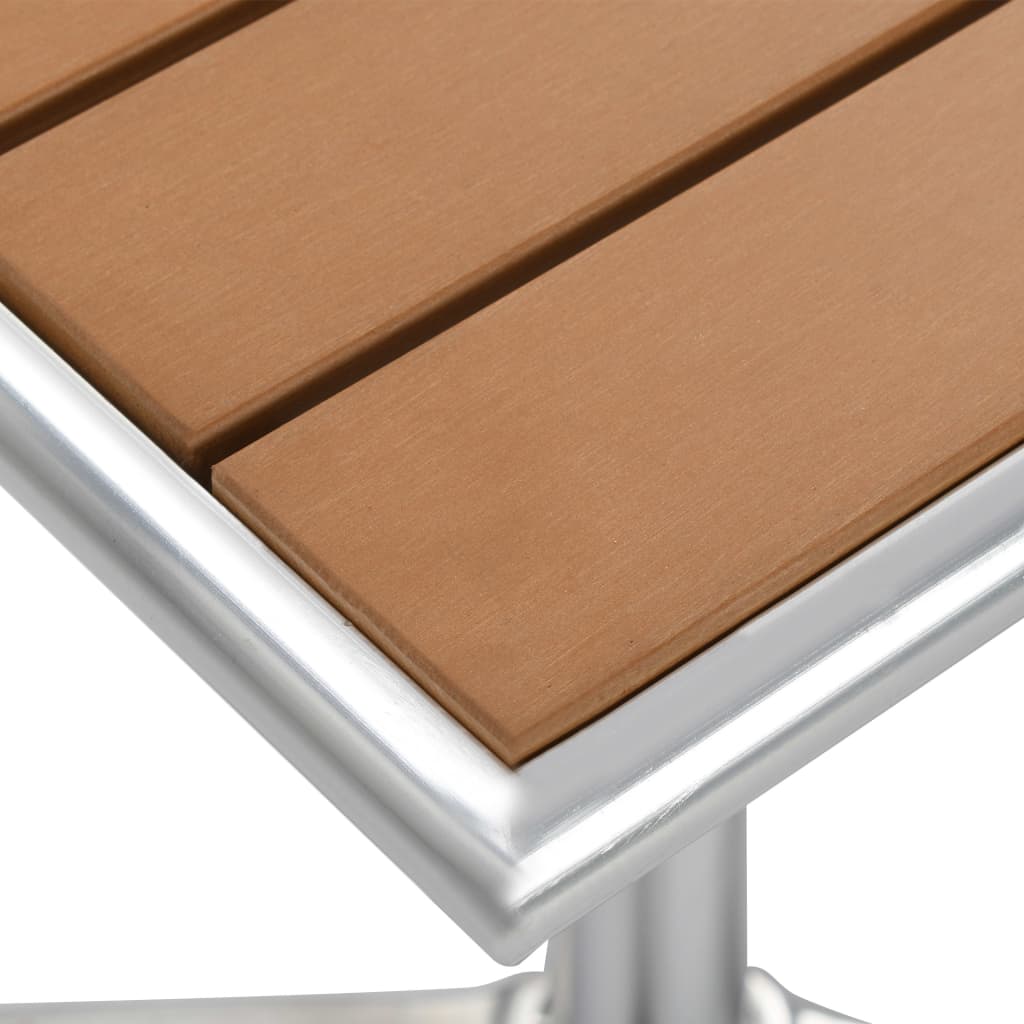 vidaXL dārza galds, sudraba krāsa, 60x60x70 cm, alumīnijs, WPC