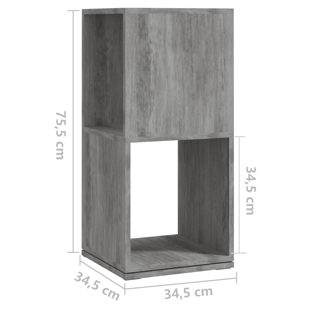 vidaXL grozāms plaukts, betonpelēks, 34,5x34,5x75,5 cm, skaidu plātne