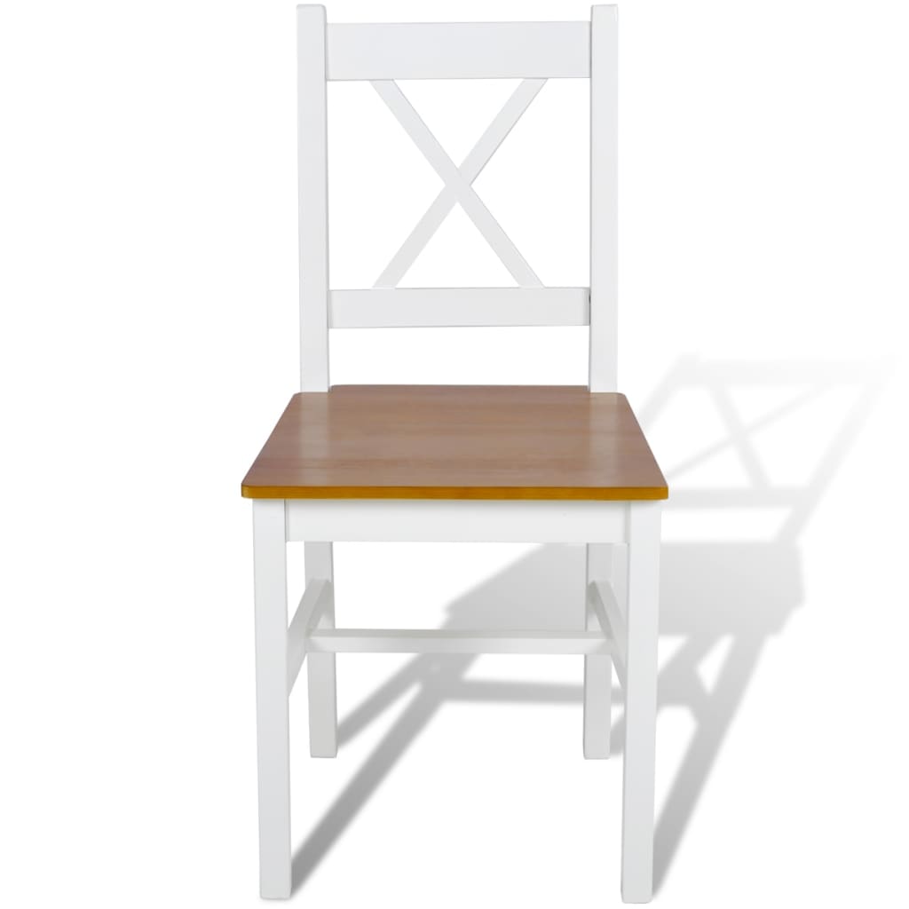 vidaXL virtuves krēsli, 4 gab., balti, priedes koks