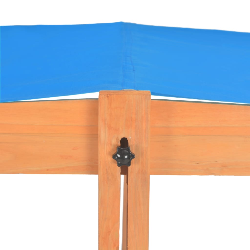 vidaXL smilšu kaste ar regulējamu jumtu, zila, egles koks, UV50