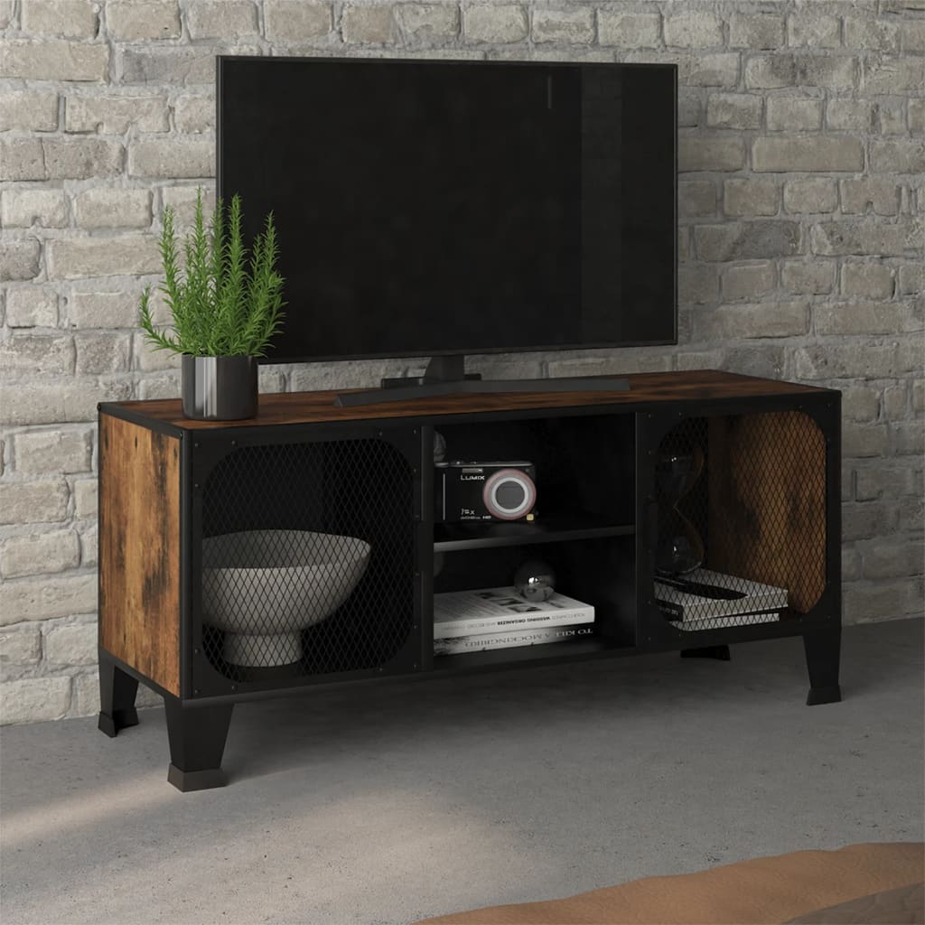 vidaXL TV skapītis, senatnīgi brūns, 105x36x47 cm, metāls un MDF