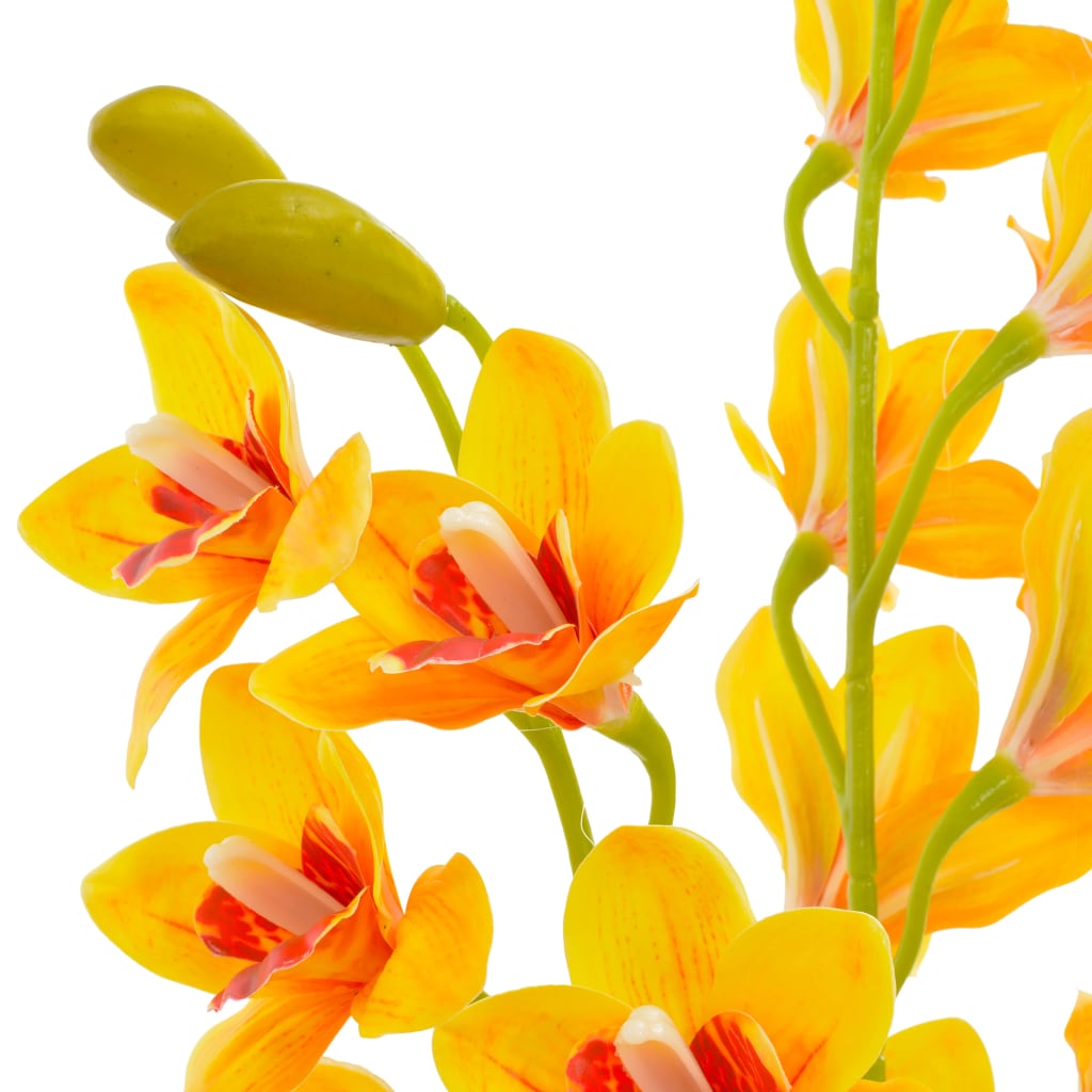 vidaXL mākslīgā orhideja ar podiņu, dzeltena, 90 cm