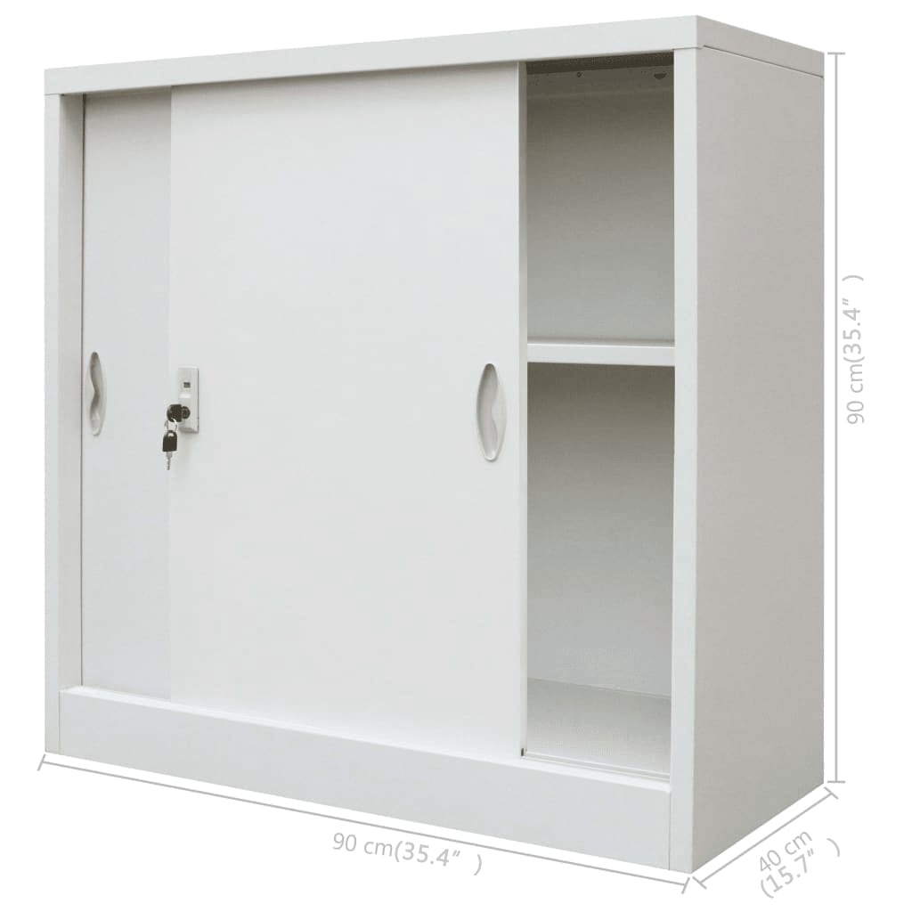 vidaXL biroja skapis ar bīdāmām durvīm, 90x40x90 cm, pelēks metāls