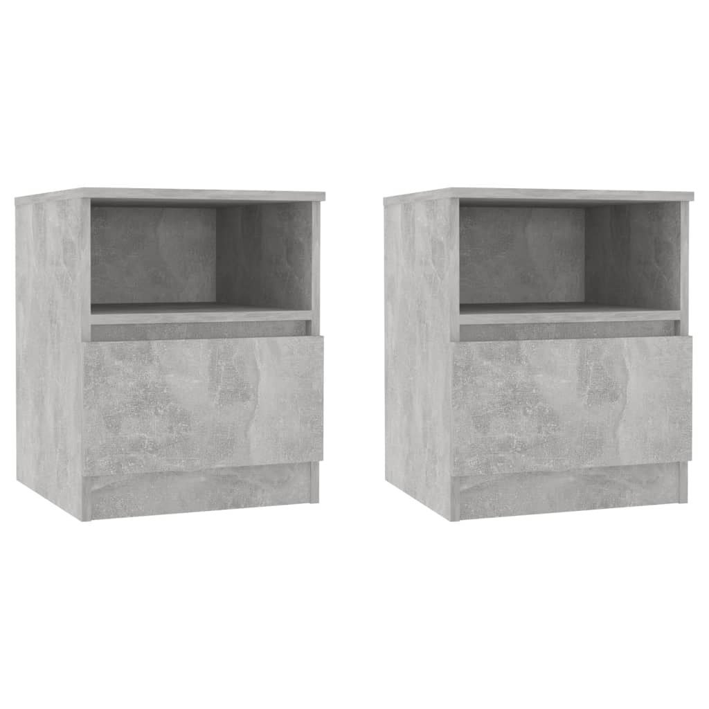 vidaXL naktsskapīši, 2 gab., betona pelēki, 40x40x50 cm, skaidu plātne