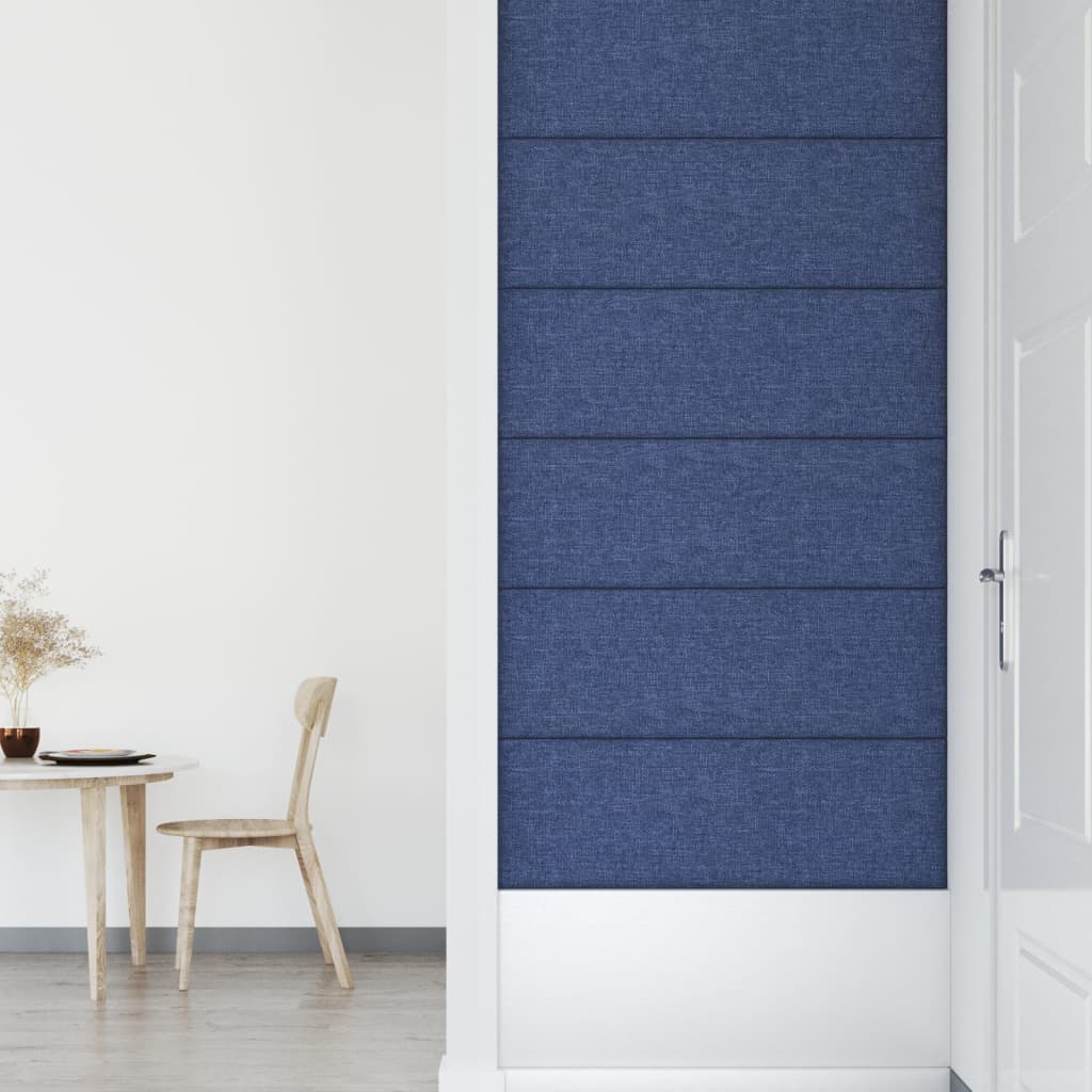 vidaXL sienas paneļi, 12 gab., zili, 90x30 cm, audums, 3,24 m²
