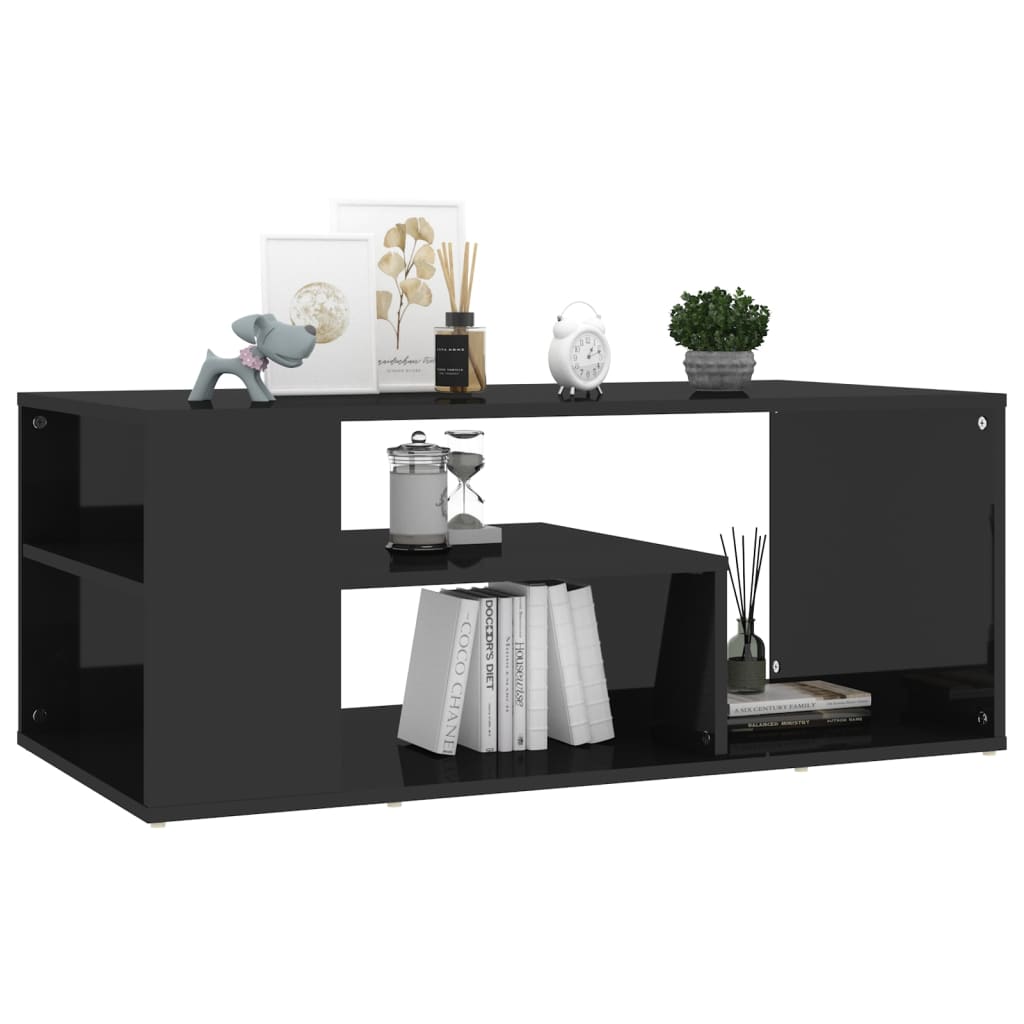 vidaXL kafijas galdiņš, spīdīgi melns, 100x50x40 cm, skaidu plāksne