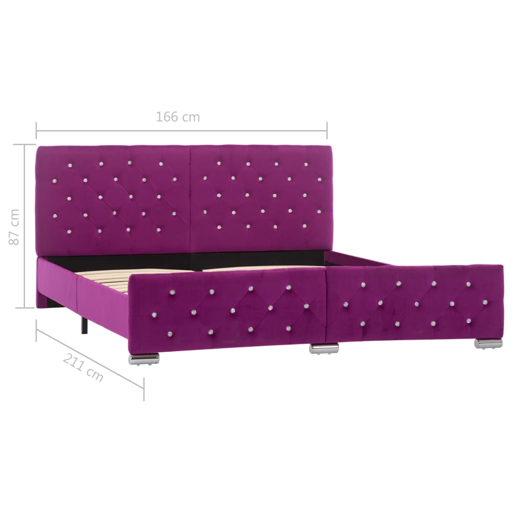vidaXL gultas rāmis, violets audums, 160x200 cm