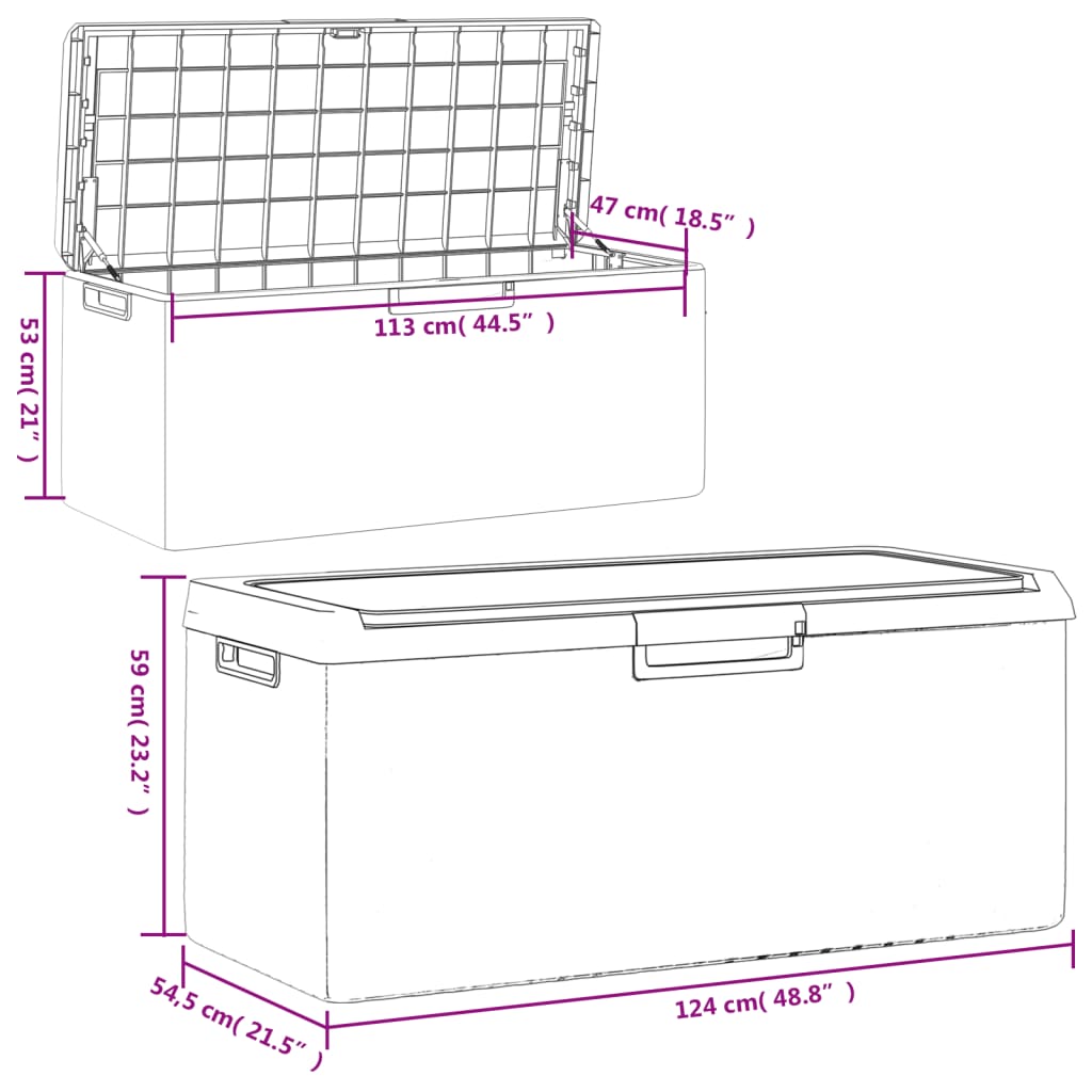 vidaXL dārza uzglabāšanas kaste ar matraci, brūna, 350 L, PP