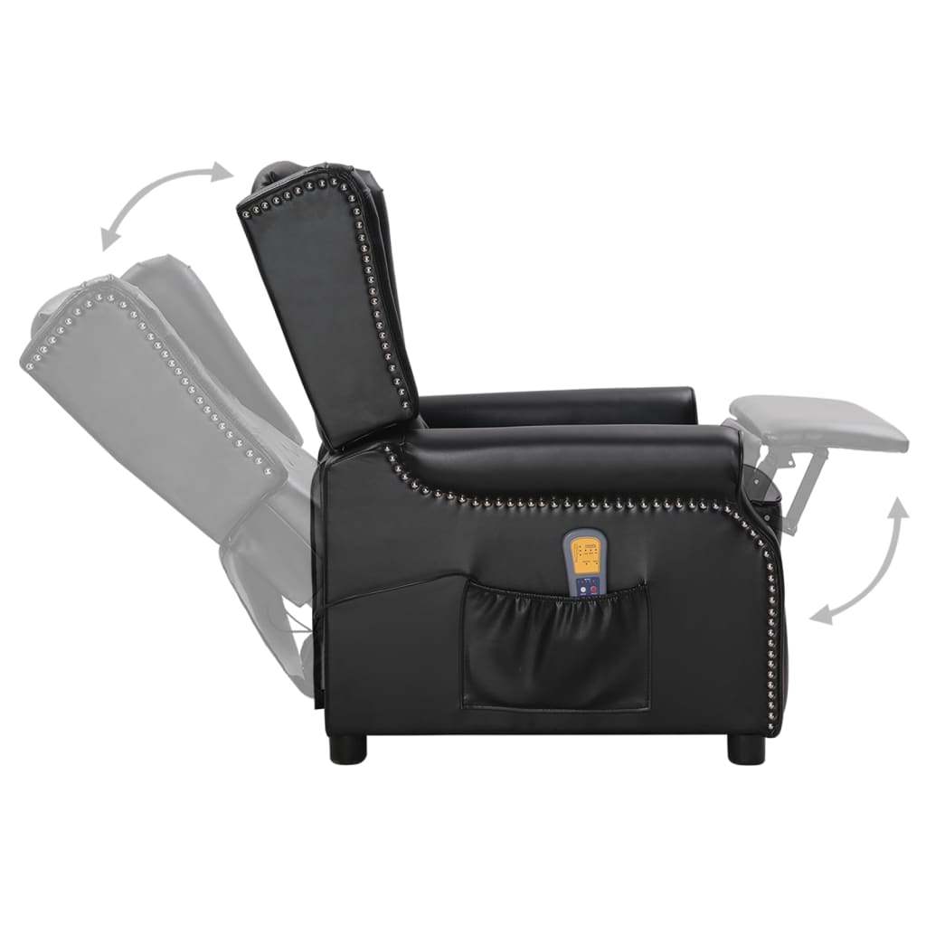 vidaXL masāžas krēsls, spīdīgi melna mākslīgā āda