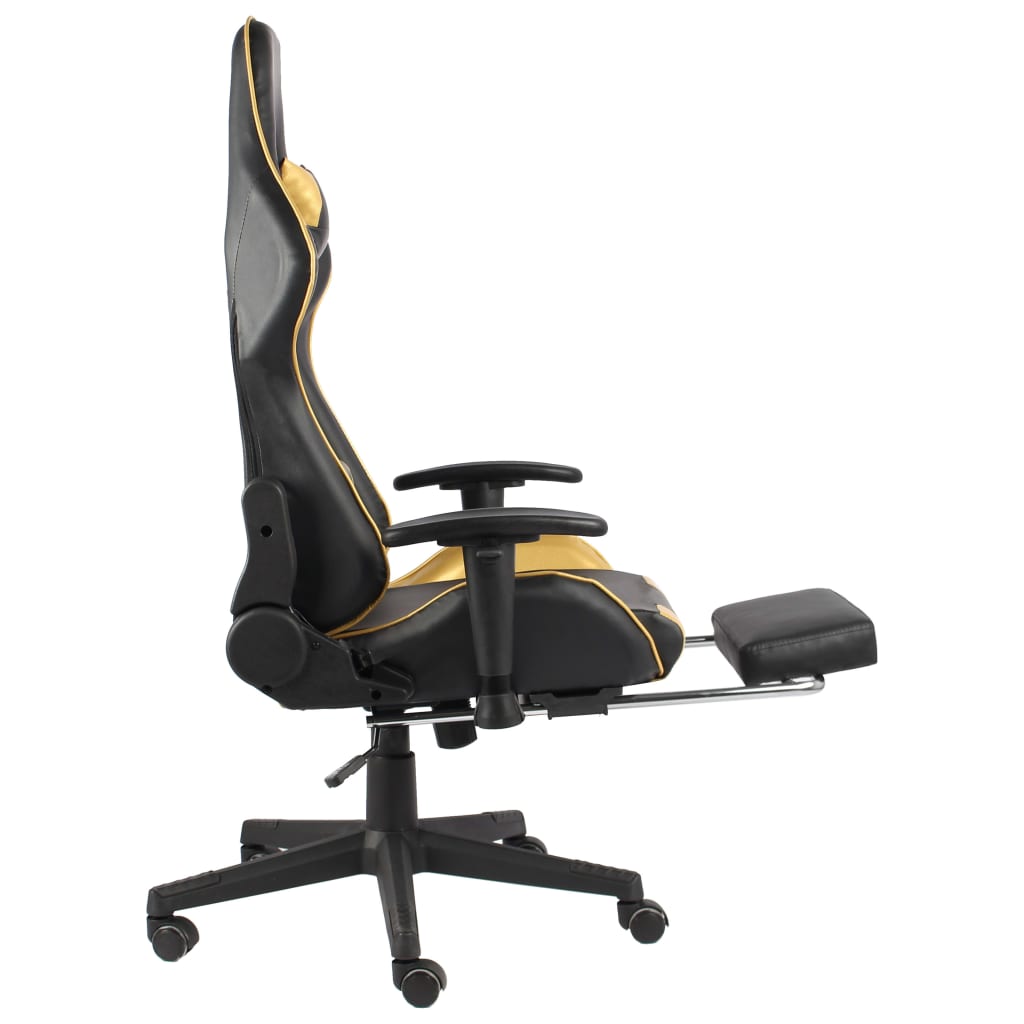 vidaXL datorspēļu krēsls ar kāju balstu, grozāms, zelta krāsā, PVC