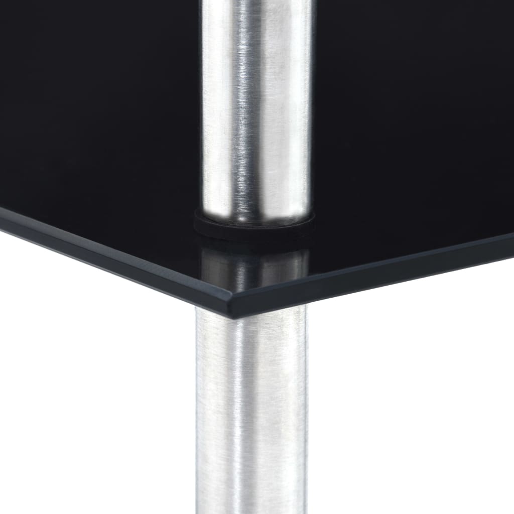 vidaXL 4-līmeņu plaukts, 30x30x100 cm, melns rūdīts stikls