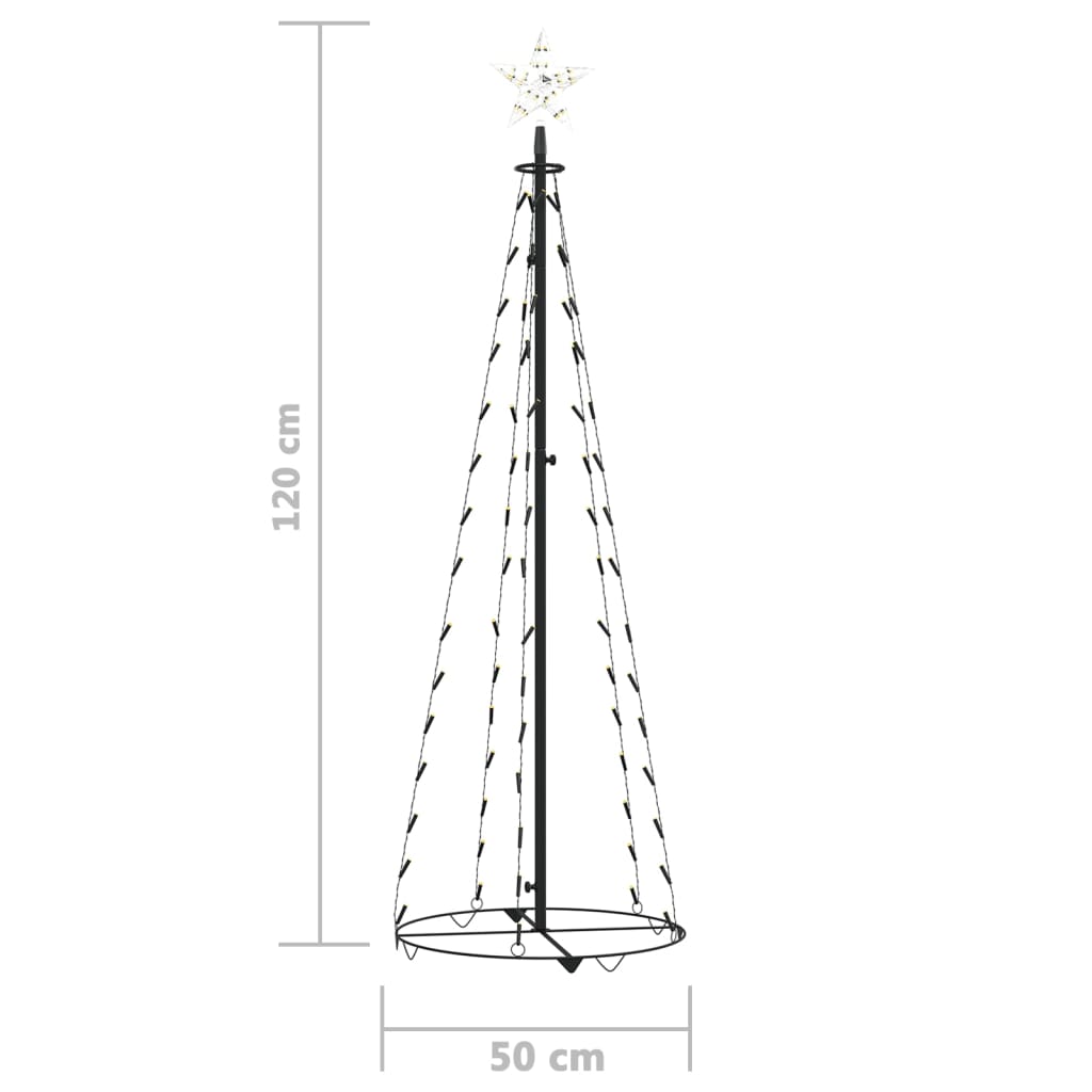 vidaXL Ziemassvētku koks, 70 silti baltas LED lampiņas, 50x120 cm