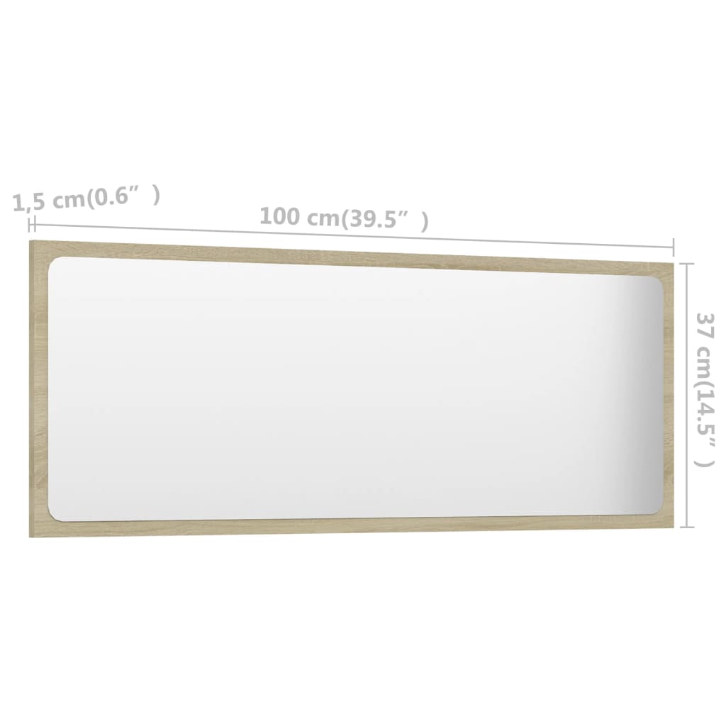 vidaXL vannasistabas spogulis, ozolkoka krāsā, 100x1,5x37 cm