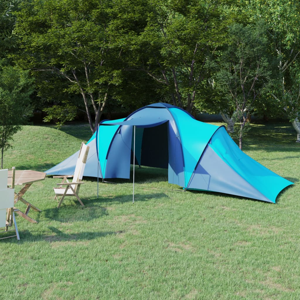 vidaXL sešvietīga telts, zila un gaiši zila
