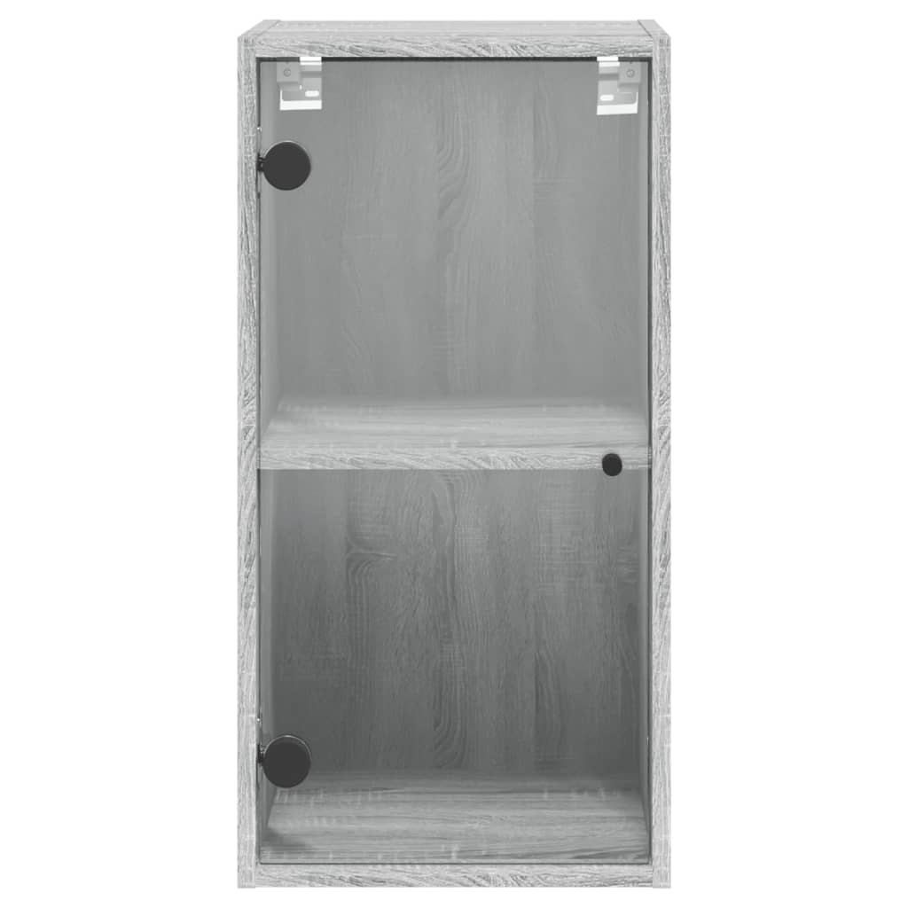 vidaXL skapītis ar stikla durvīm, pelēka ozola, 35x37x68,5 cm