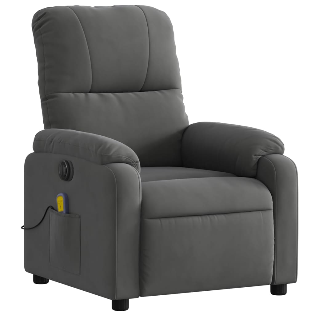 vidaXL elektrisks masāžas krēsls, tumši pelēks mikrošķiedras audums