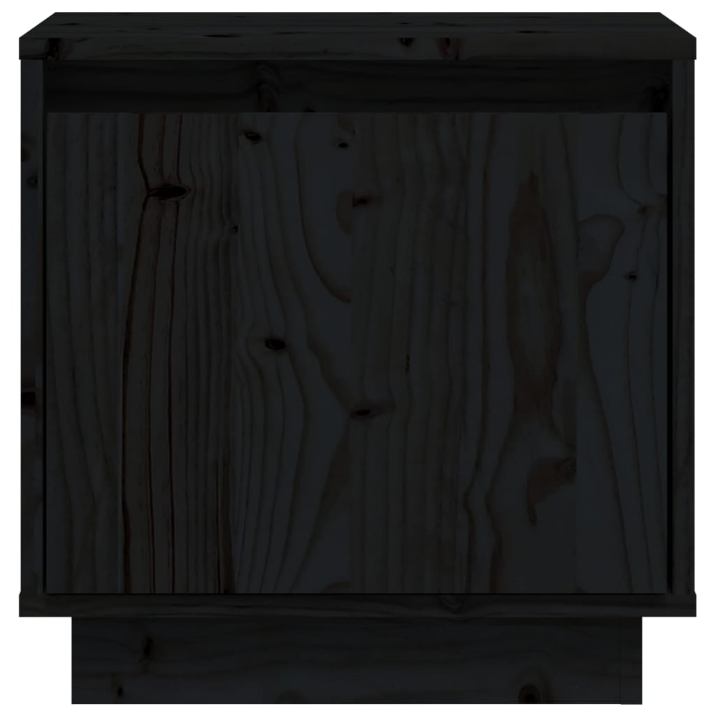 vidaXL naktsskapītis, melns, 40x30x40 cm, priedes masīvkoks