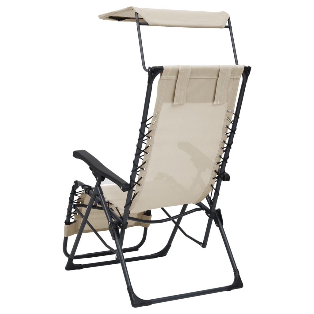 vidaXL salokāmi pludmales krēsli, 2 gab., krēmkrāsas tekstilēns