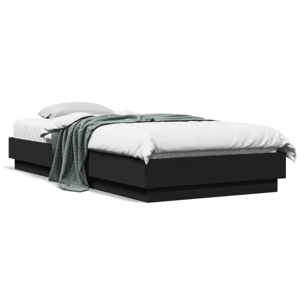 vidaXL gultas rāmis ar LED, melns, 100x200 cm