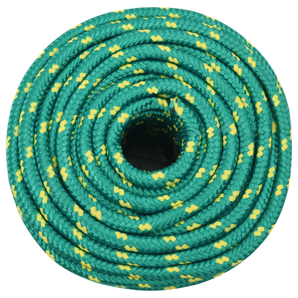 vidaXL laivu virve, zaļa, 12 mm, 250 m, polipropilēns