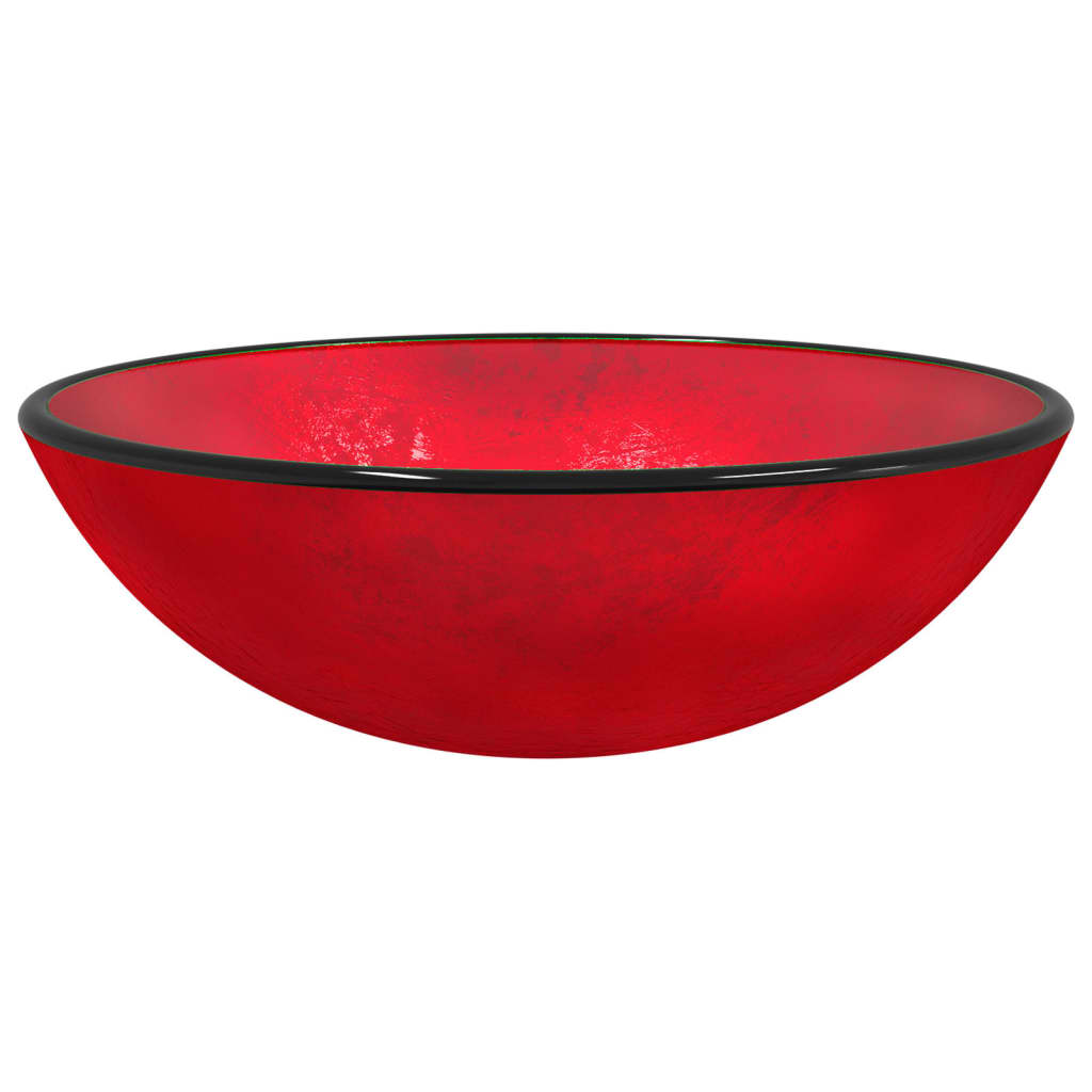 vidaXL izlietne, 42x14 cm, sarkana, rūdīts stikls