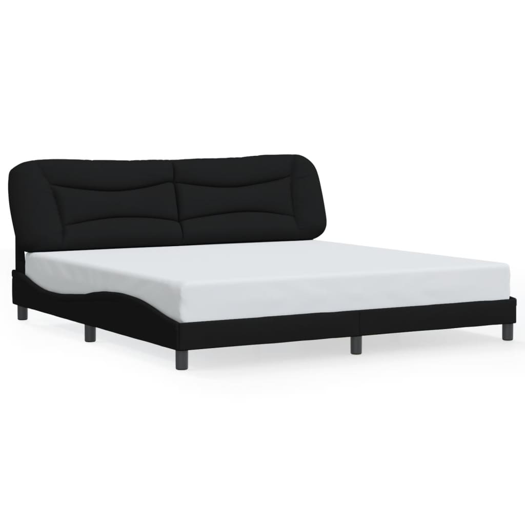 vidaXL gultas rāmis ar galvgali, melns, 200x200 cm, audums