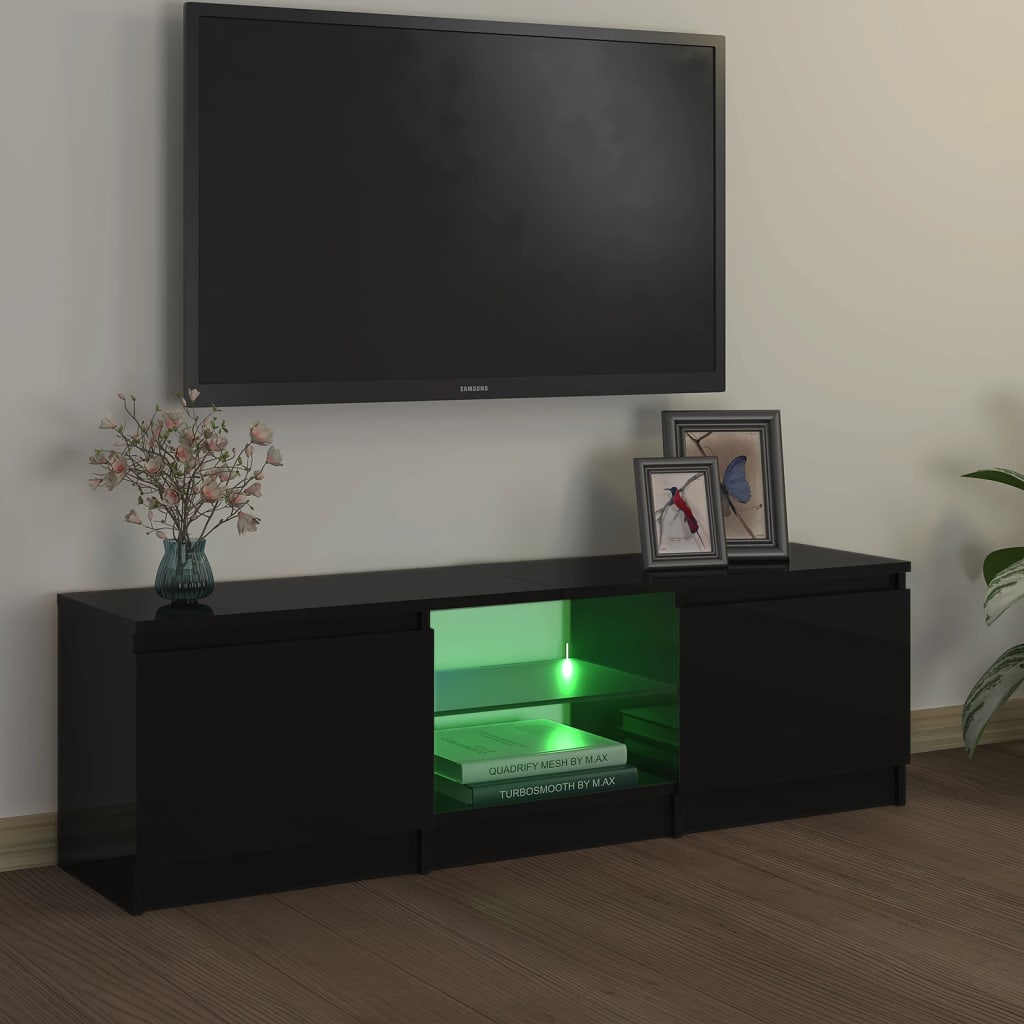 vidaXL TV skapītis ar LED lampiņām, 120x30x35,5 cm, melns