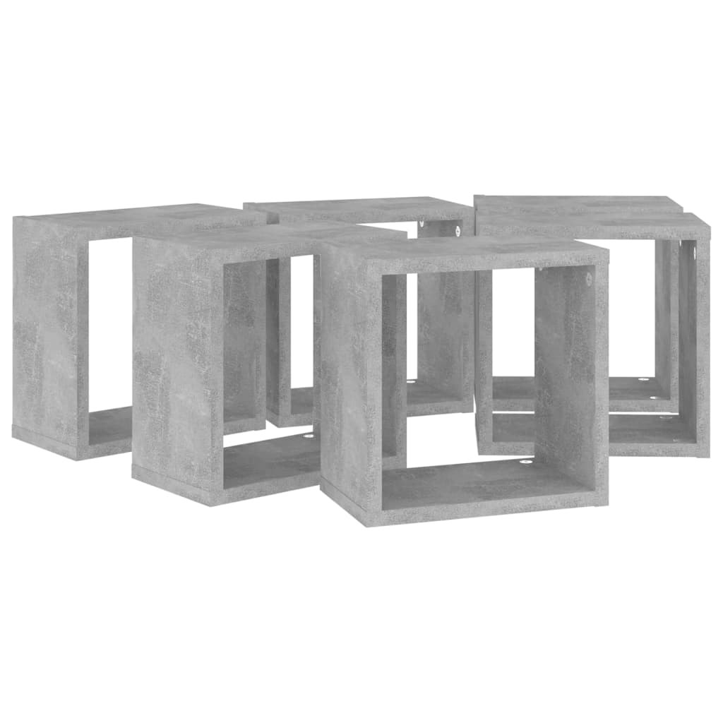vidaXL kuba formas sienas plaukti, 6 gab., betona pelēki, 26x15x26 cm
